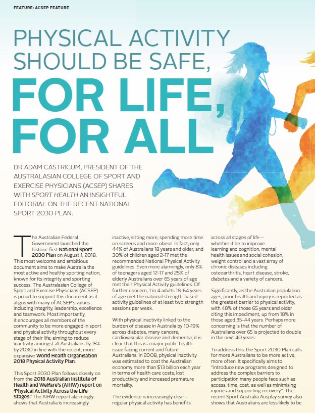 Sport Health Feature Australasian College Of Sport And